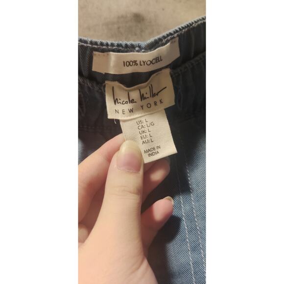 Nicole Miller Chambray Lyocell Jogger Pants Sky Blue Size L Cargo Y2K Comfort - Picture 4 of 5